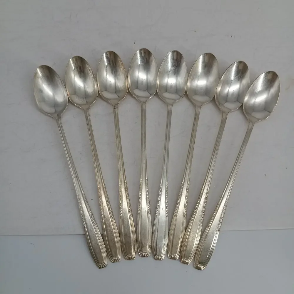 8X LHTsp Harmony House Wallace Serenade Silverplate Long Handled Tea Spoons Vtg